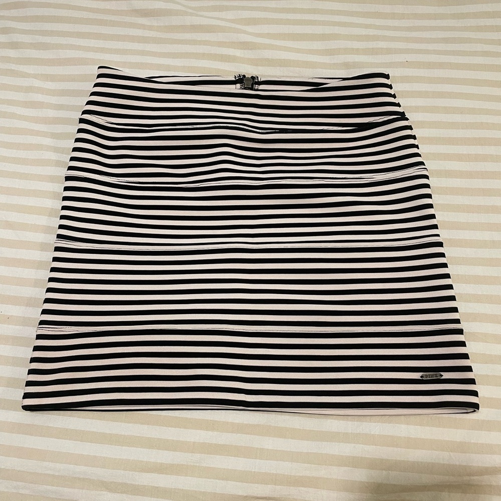 PINK Victoria's Secret Black and White Striped Mini Skirt